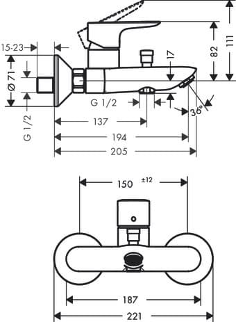 Mitigeur de bain / douche Hansgrohe Talis E - vue 3