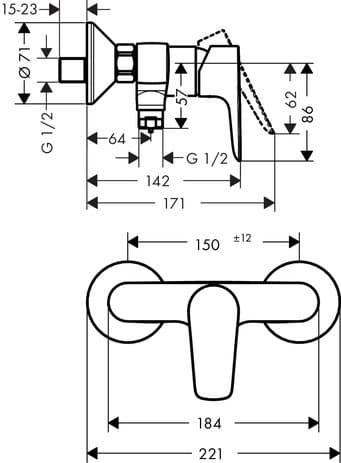 Mitigeur de douche Hansgrohe Talis E en doré poli - vue 3