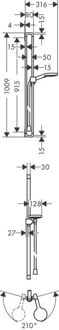 Barre de douche AXOR Citterio E avec douchette à main 120 3 jets, flexible 1,6 m et curseur Unica E / Citterio E - vue 5