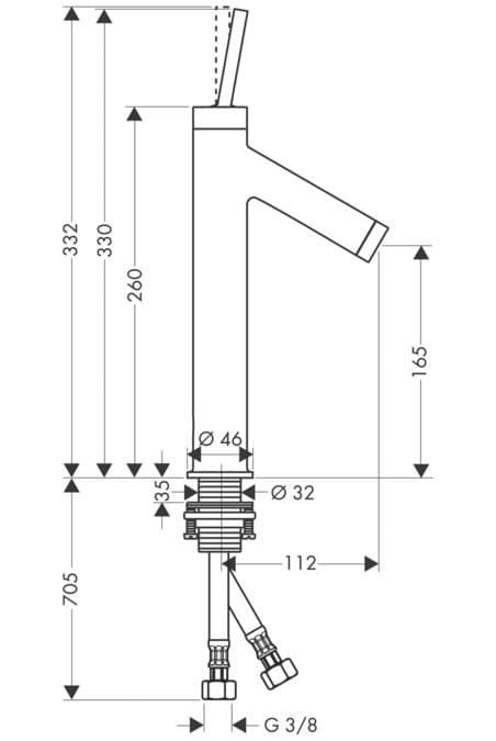 Mitigeur de lavabo AXOR Starck 170 avec bonde à écoulement libre - vue 4