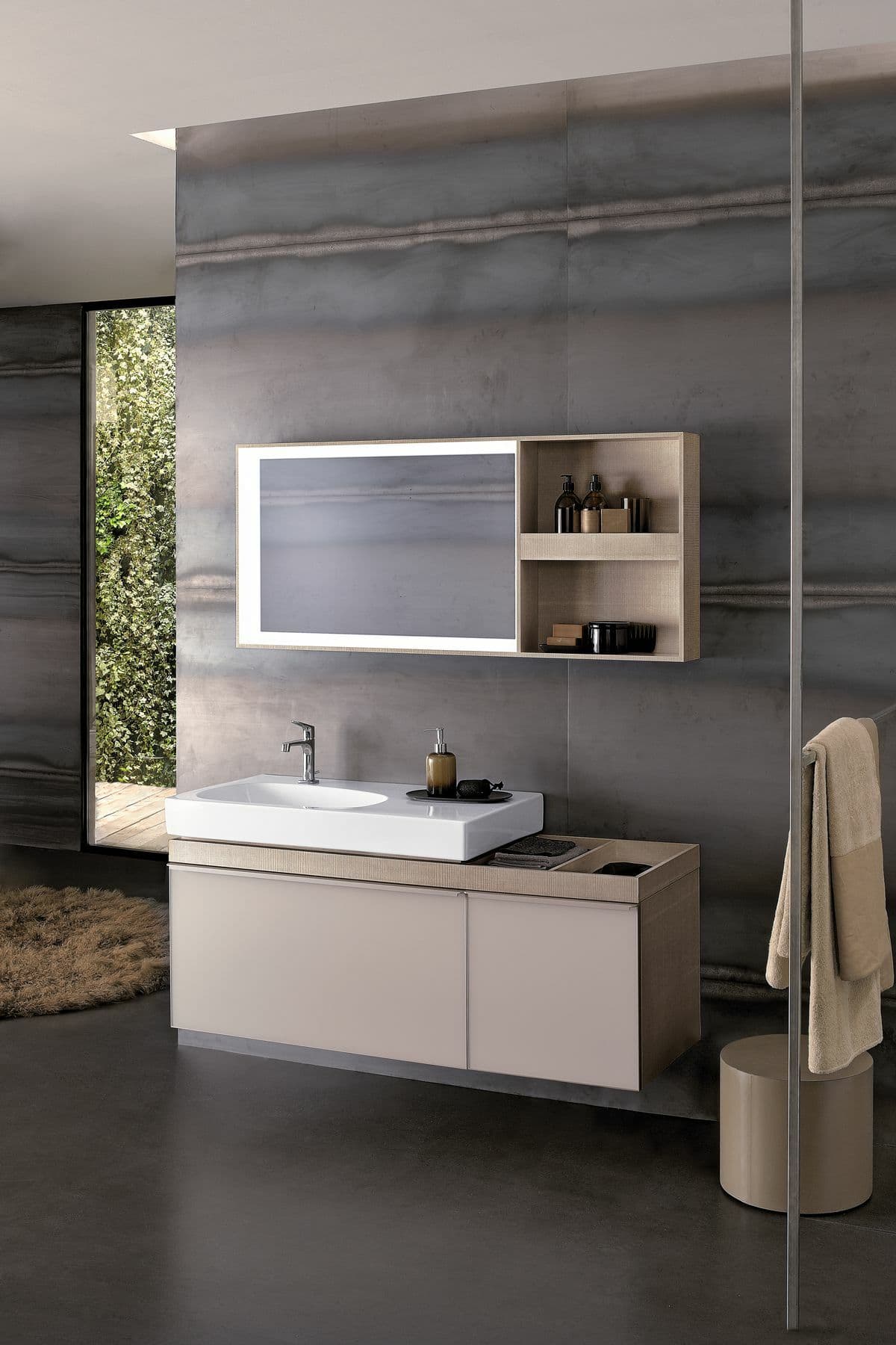Plan-vasque Geberit Citterio 90 cm avec espace de rangement à droite - vue 5
