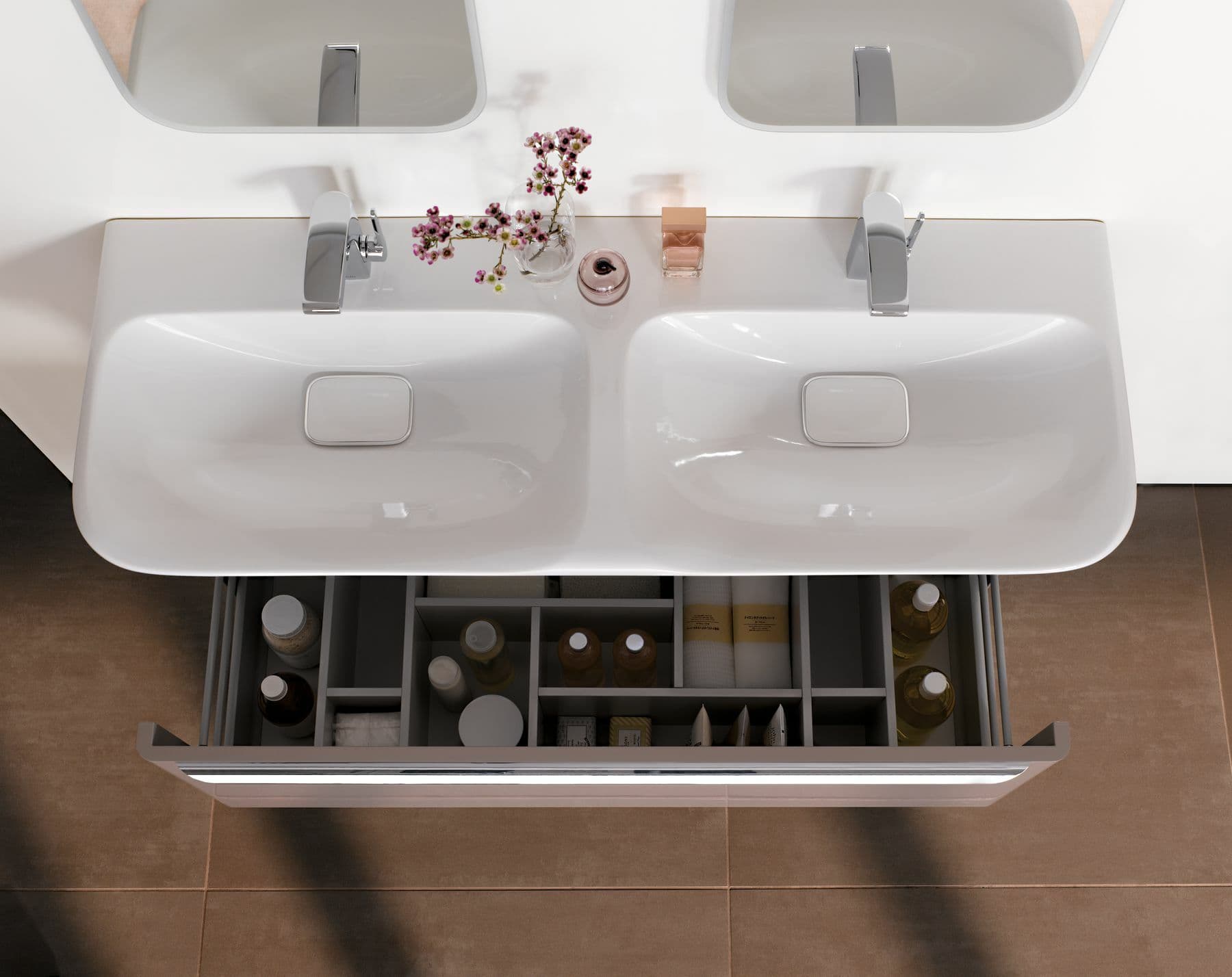 Plan-vasque double Geberit myDay 130 cm - vue 3