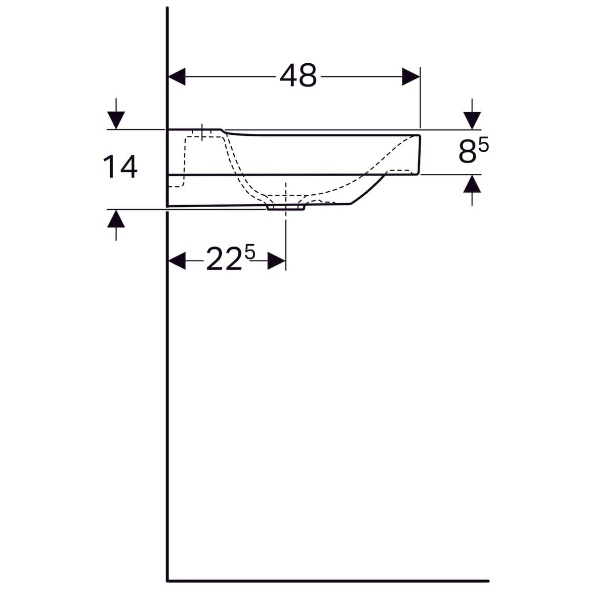 Plan-vasque Geberit Xeno² 90 cm avec espace de rangement à droite - vue 7
