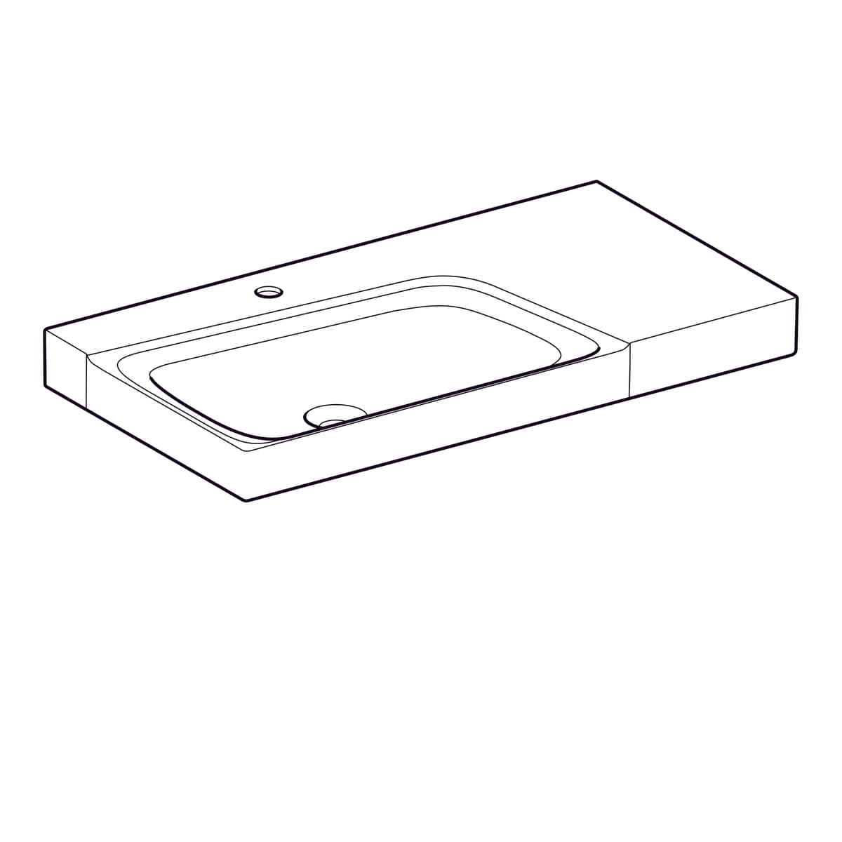 Plan-vasque Geberit Xeno² 90 cm avec espace de rangement à droite - vue 5