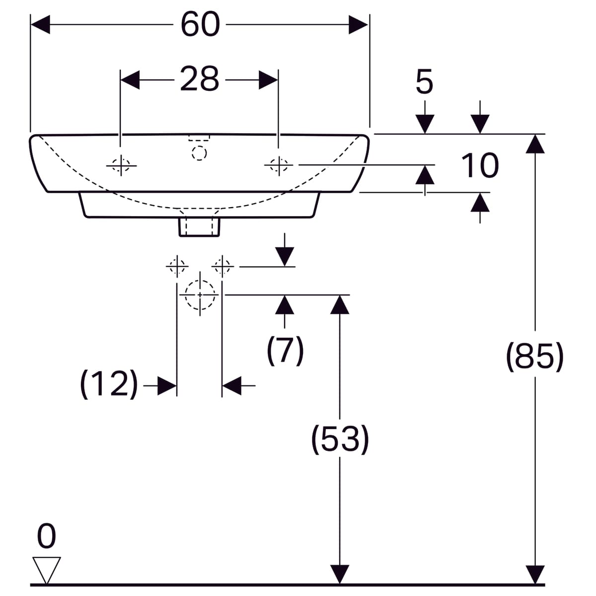 Lavabo Geberit Selnova / Smyle C Square 60 cm - vue 5
