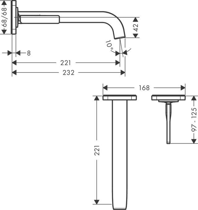 Mitigeur de lavabo encastré AXOR Citterio E 221 mm en doré poli - vue 3