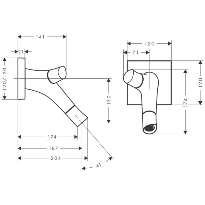 Mitigeur de lavabo encastré AXOR Starck Organic 187 mm en laiton chromé avec bonde à écoulement libre - vue 4