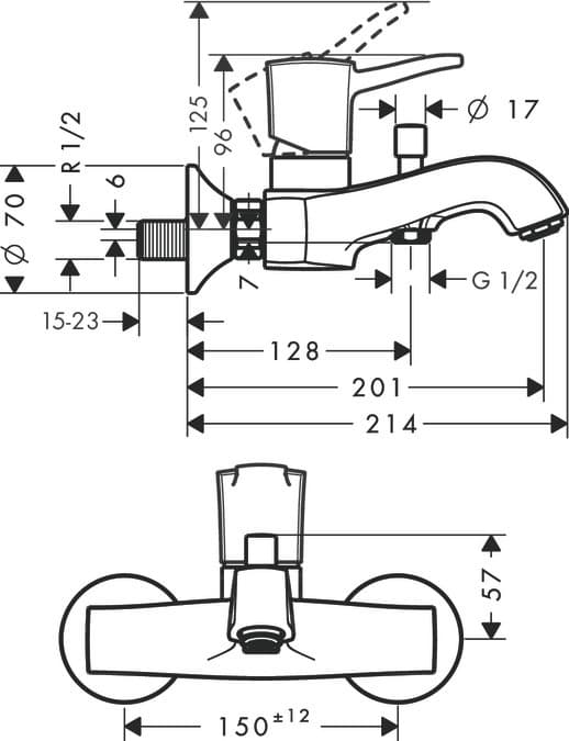 Mitigeur de bain / douche Hansgrohe Metropol Classic - vue 3