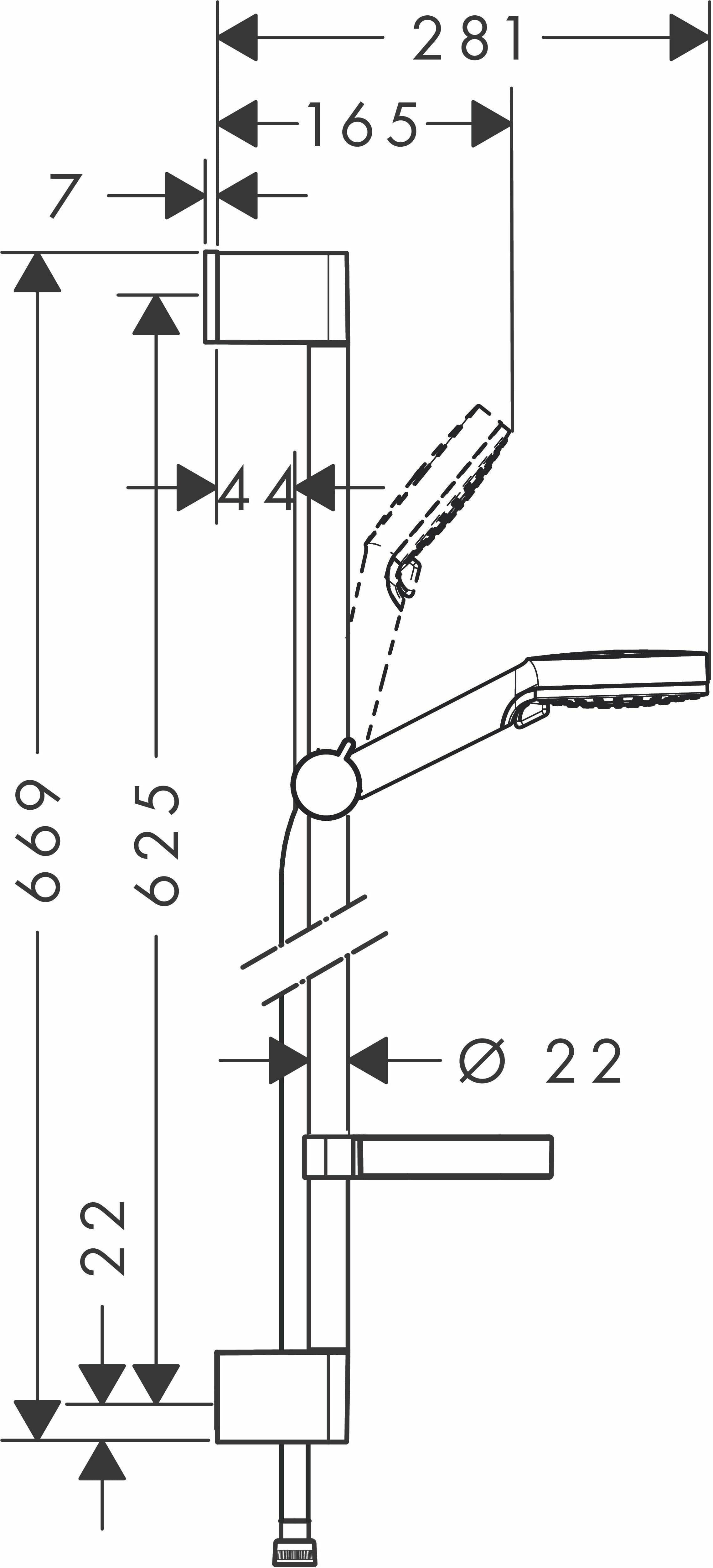 Barre de douche Hansgrohe avec douchette à main Crometta Vario 2 jets, flexible confortFlex 160 cm et porte-savon Casetta C - vue 4