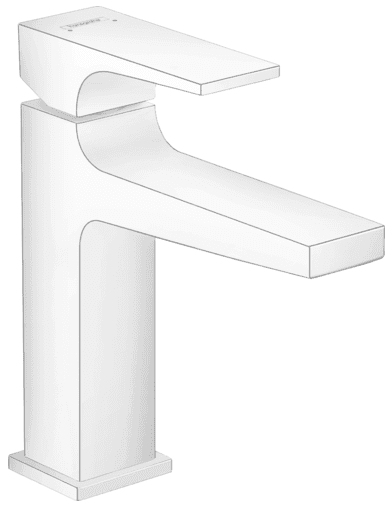 Mitigeur de lavabo Hansgrohe Metropol 110 en blanc mat avec bonde push-open