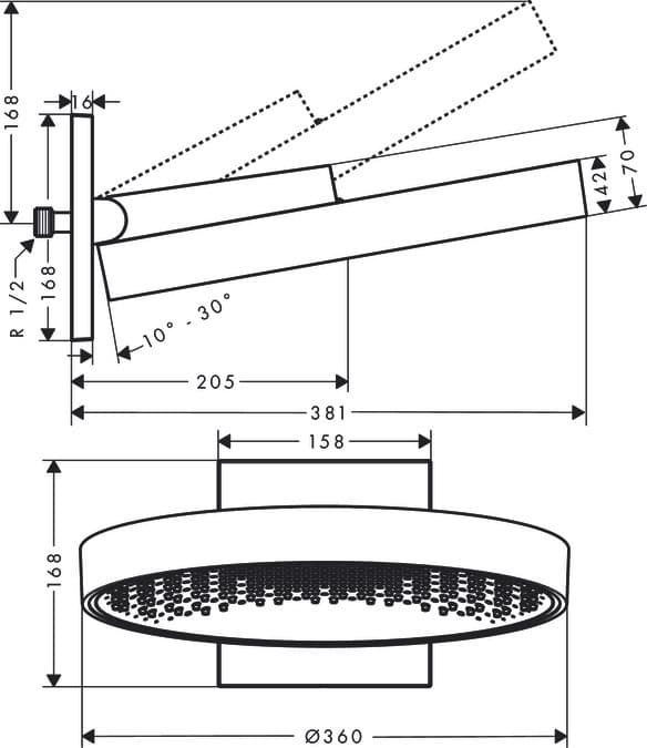 Douche de tête Hansgrohe Rainfinity 360 1 jet avec raccord mural en chromé - vue 5