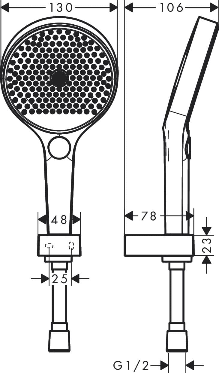 Support mural Hansgrohe avec douchette à main Rainfinity 130 3 jets PowderRain et flexible 160 cm en blanc mat - vue 9