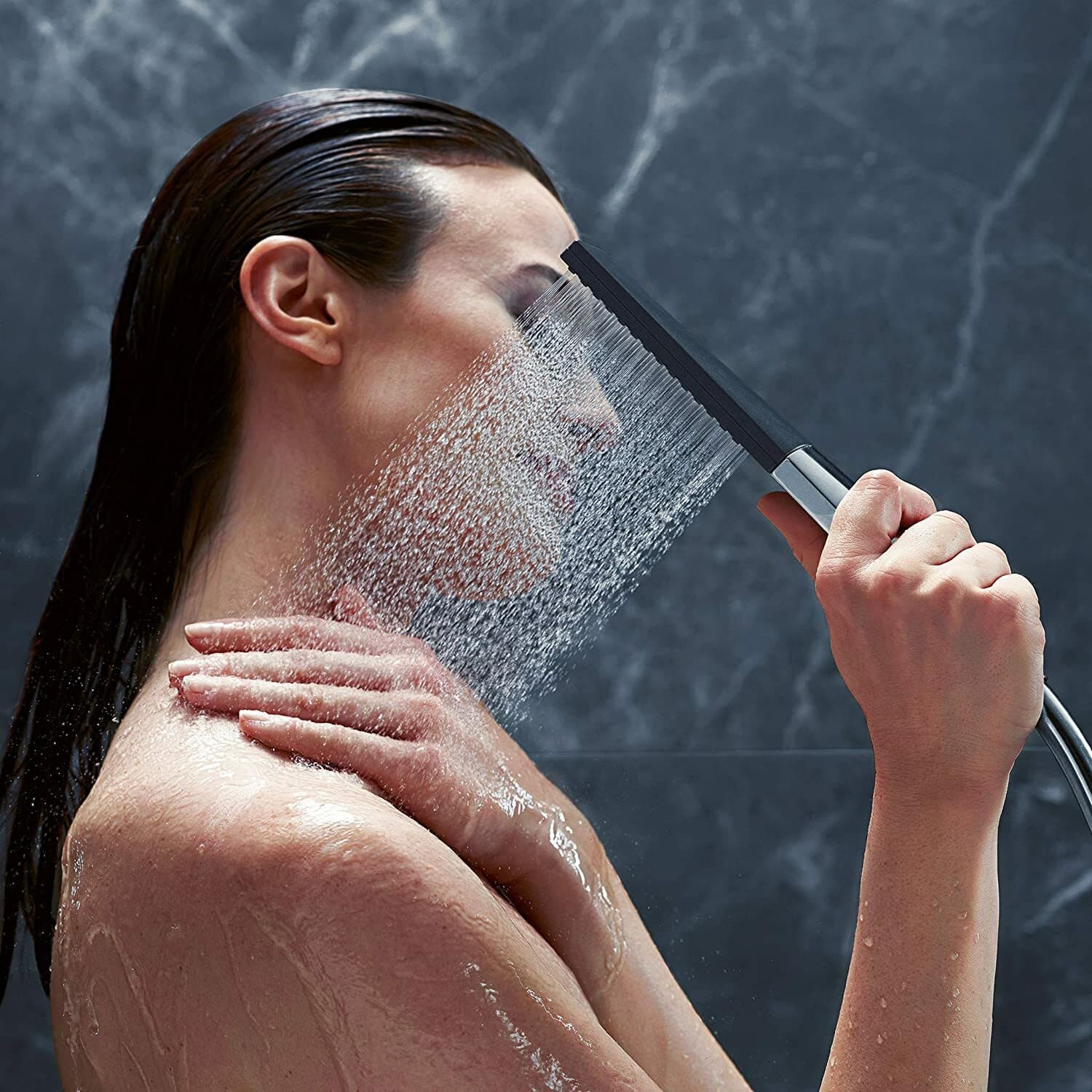 Support mural Hansgrohe avec douchette à main Rainfinity 100 1 jet PowderRain et flexible 160 cm en chromé - vue 5