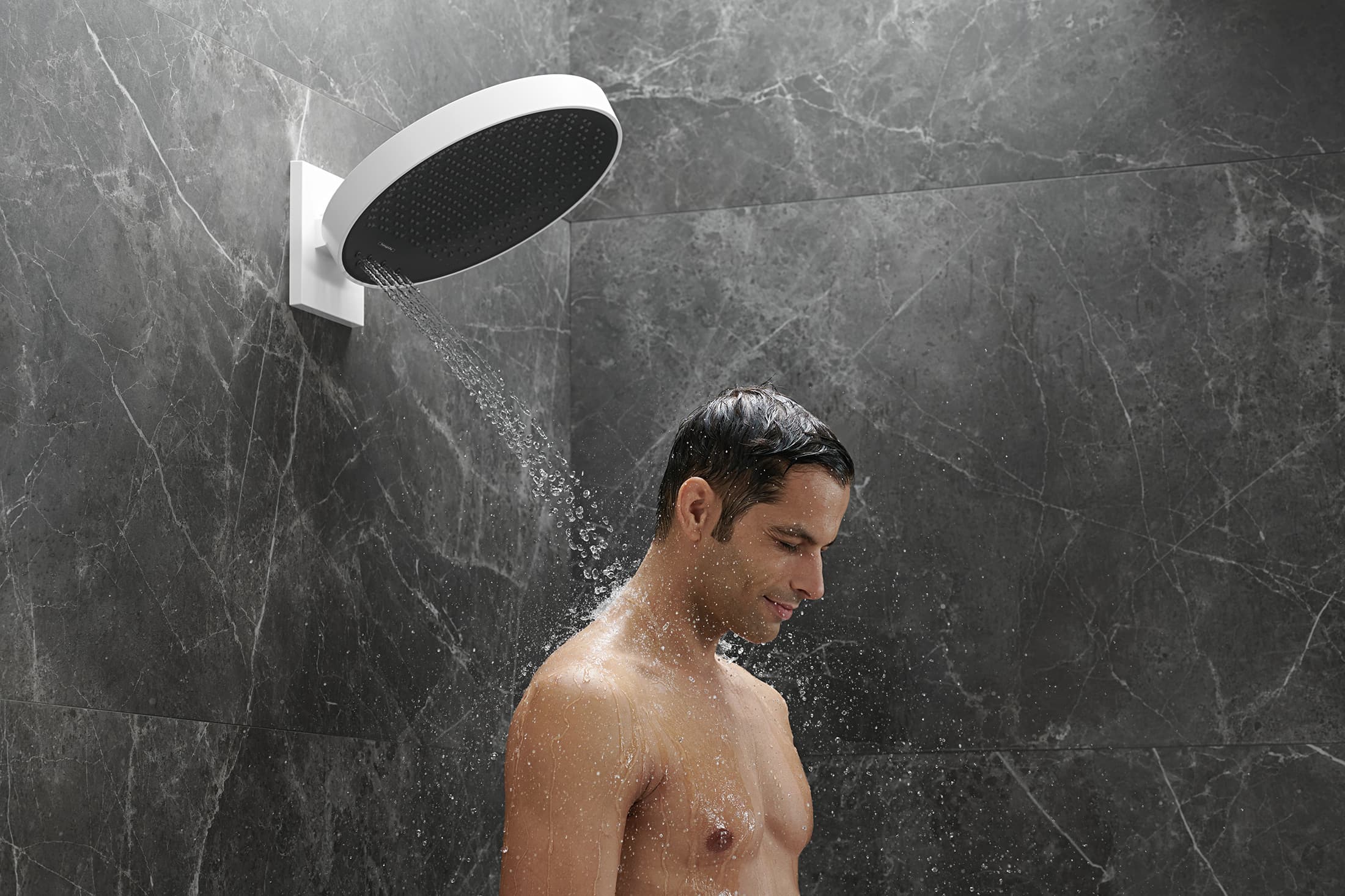 Douche de tête Hansgrohe Rainfinity 360 1 jet avec raccord mural en blanc mat - vue 9