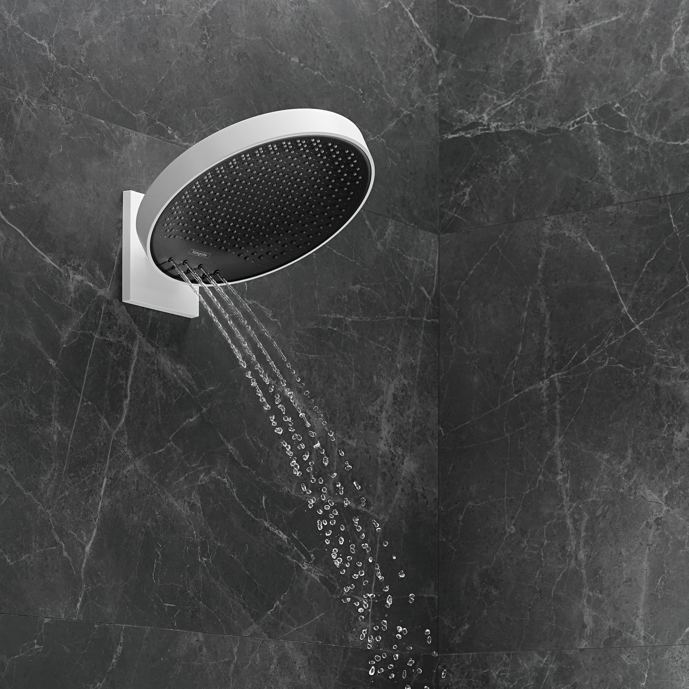 Douche de tête Hansgrohe Rainfinity 360 1 jet avec raccord mural en blanc mat - vue 7