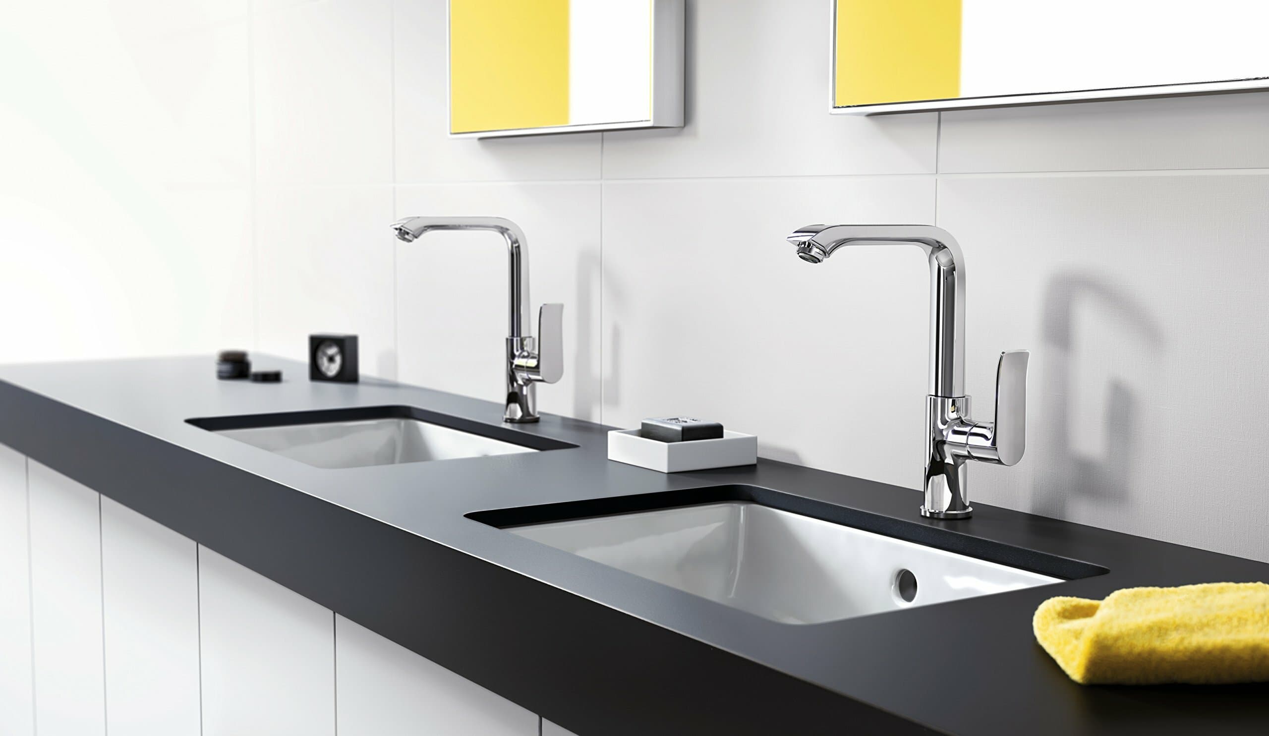 Mitigeur surélevé pour vasque libre Hansgrohe Metris 230 en laiton chromé avec bonde push-open - vue 4