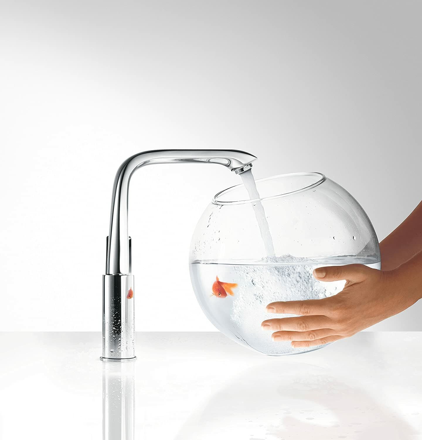Mitigeur surélevé pour vasque libre Hansgrohe Metris 230 en laiton chromé avec bonde push-open - vue 6