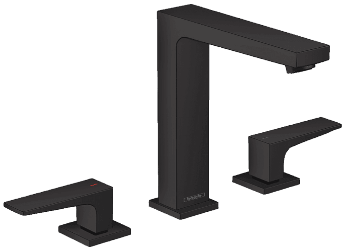 Mélangeur de lavabo 3 trous Hansgrohe Metropol 160 en noir mat avec bonde push-open
