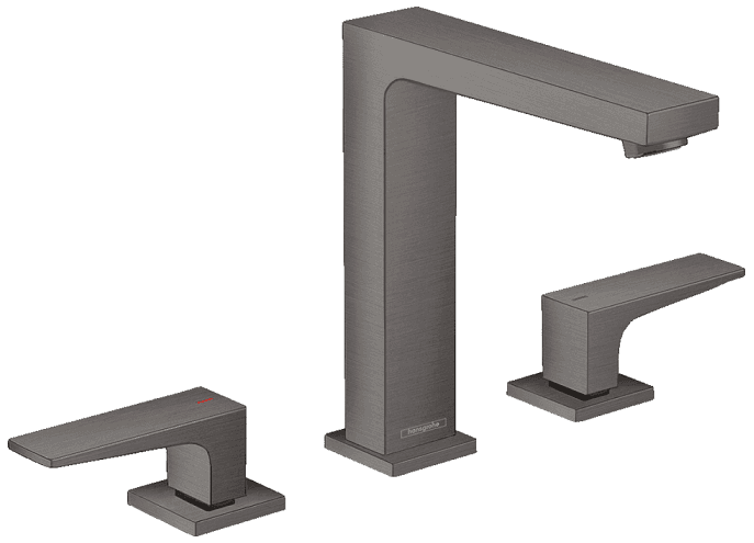 Mélangeur de lavabo 3 trous Hansgrohe Metropol 160 en noir chromé brossé avec bonde push-open
