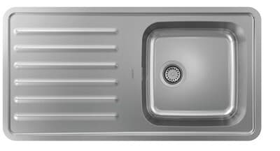 Évier de cuisine Hansgrohe encastré simple bac 40 x 40 cm avec égouttoir en acier inoxydable brossé