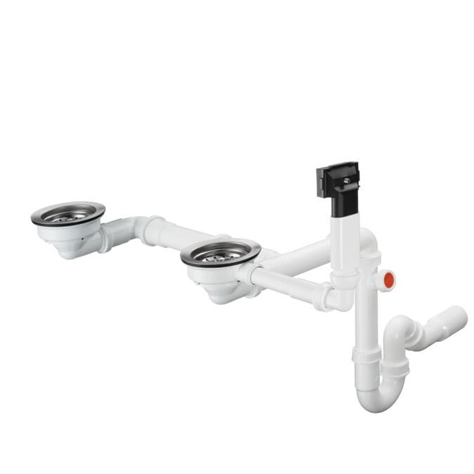 Vidage d'évier de cuisine Hansgrohe double bac avec trop-plein design