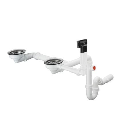 Vidage d'évier de cuisine Hansgrohe double bac avec trop-plein design
