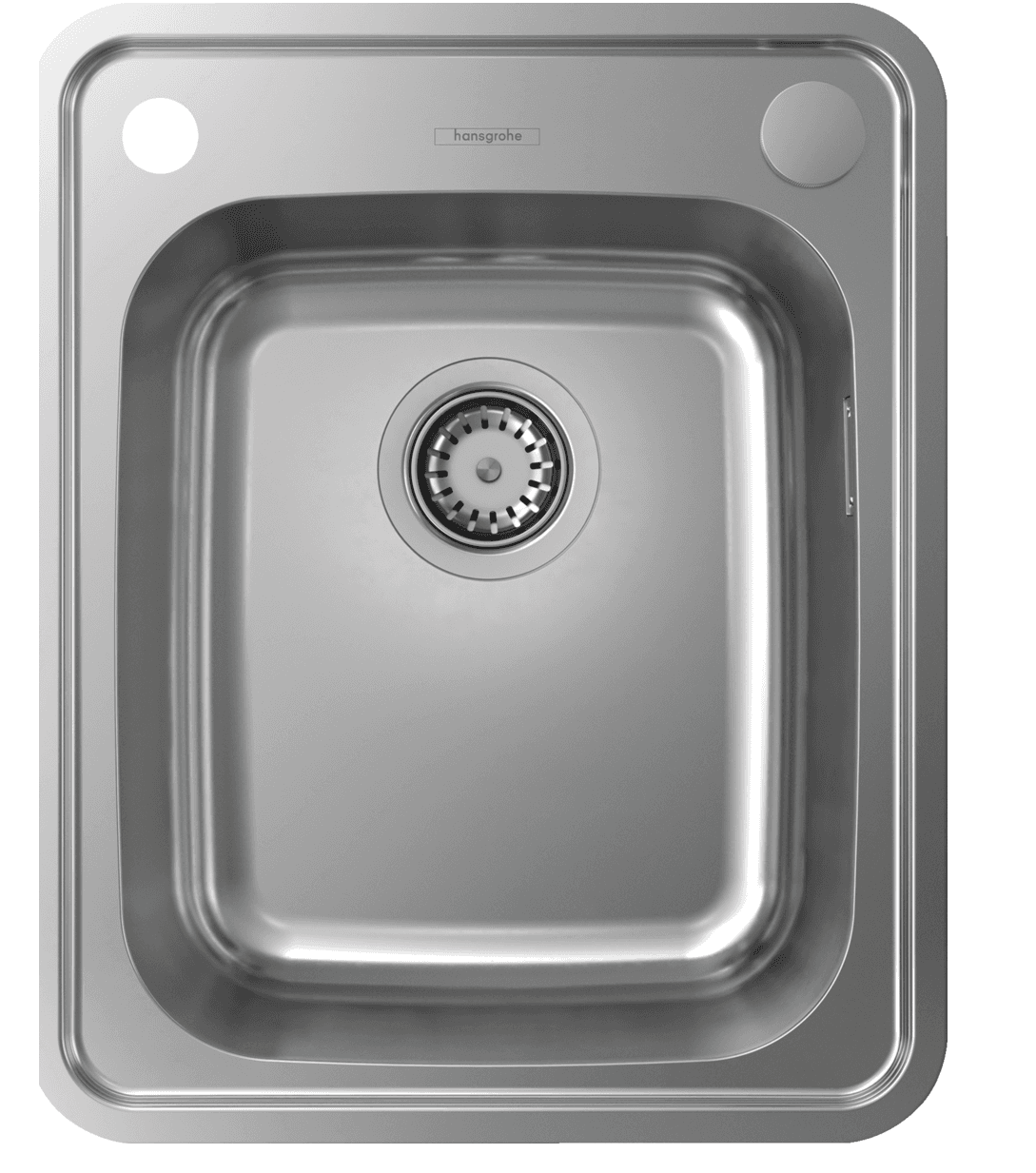 Évier de cuisine Hansgrohe encastré simple bac 34 x 40 cm en acier inoxydable brossé