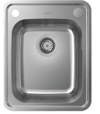 Évier de cuisine Hansgrohe encastré simple bac 34 x 40 cm en acier inoxydable brossé