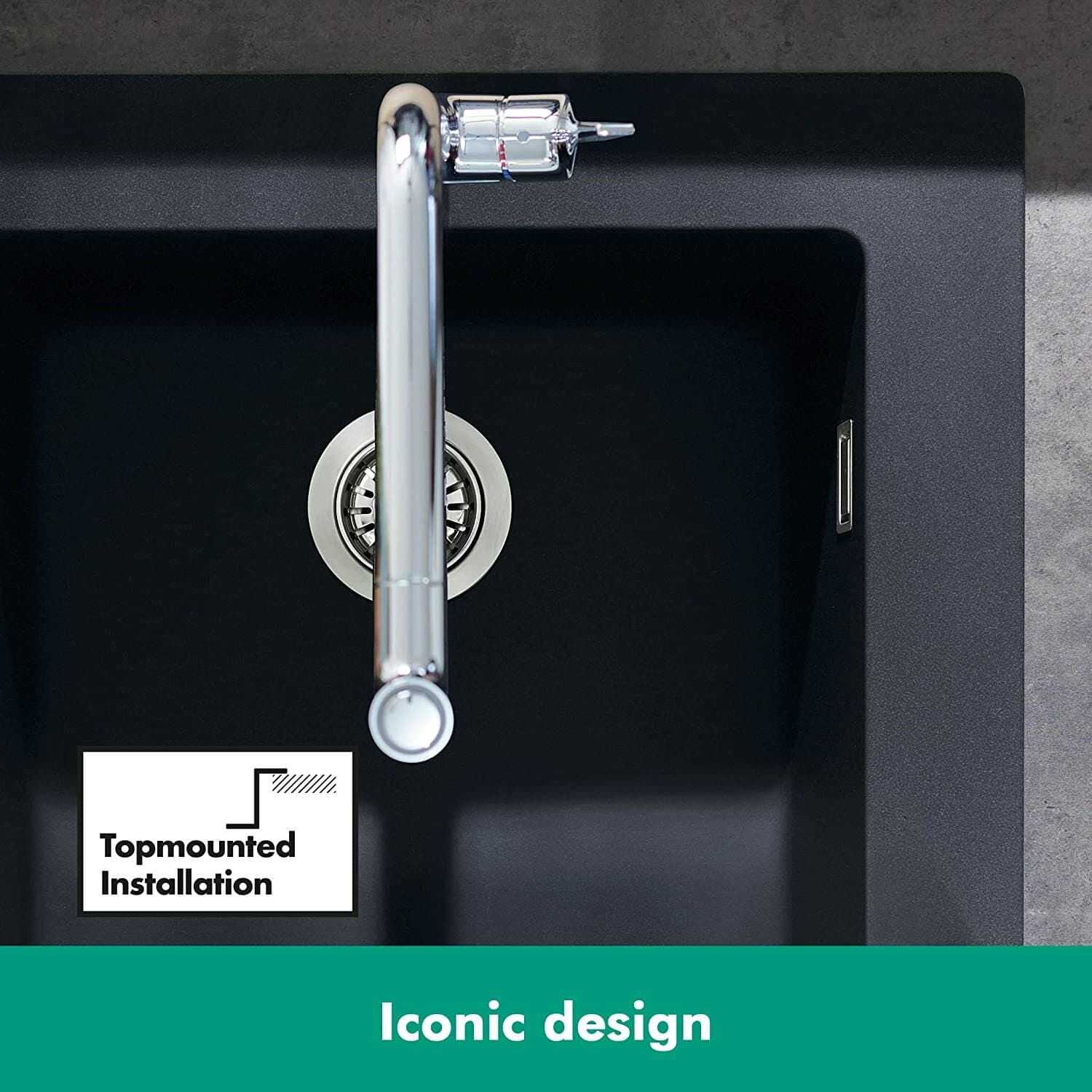 Évier de cuisine Hansgrohe encastré simple bac 45 cm sans égouttoir en noir graphite - vue 6