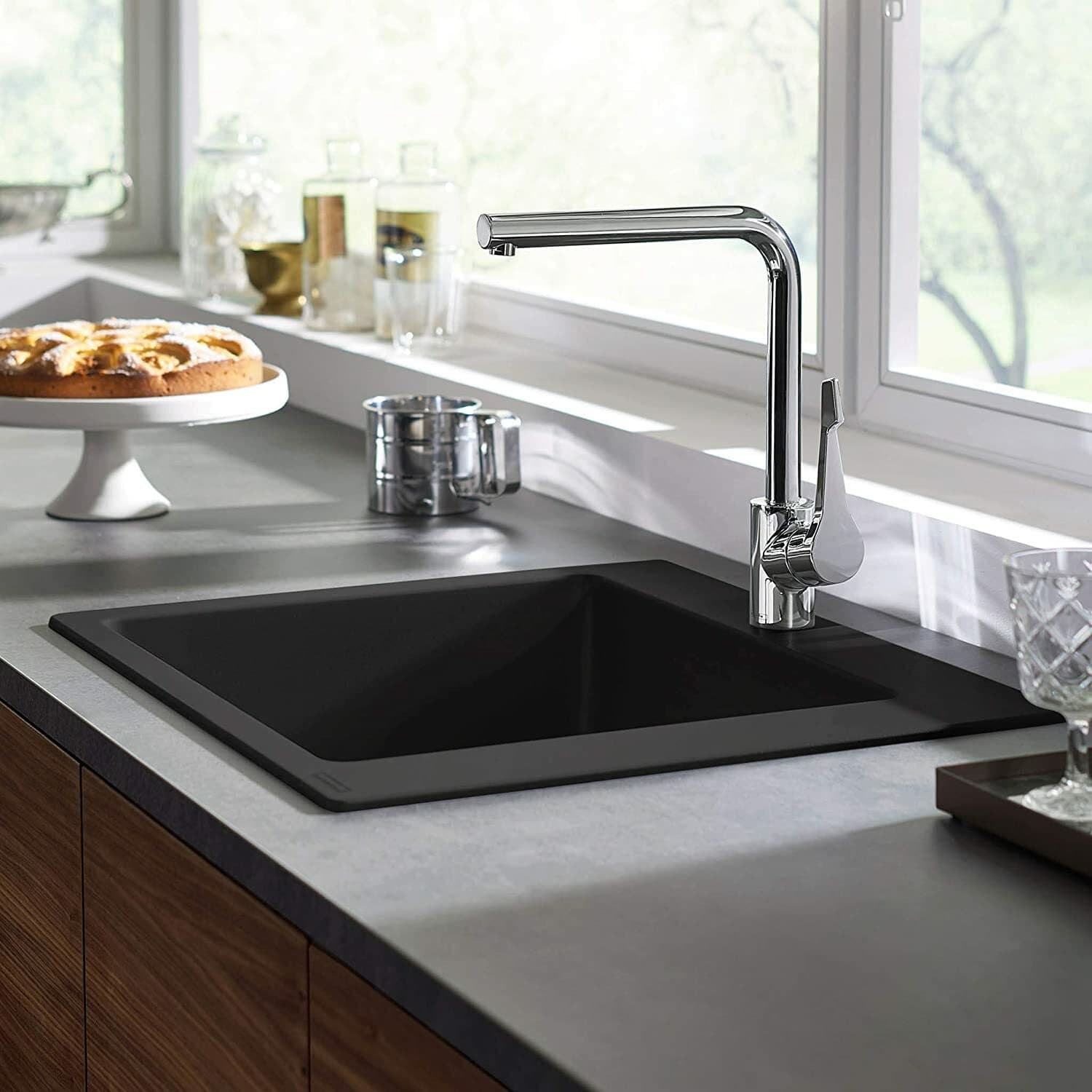 Évier de cuisine Hansgrohe encastré simple bac 45 cm sans égouttoir en noir graphite - vue 3