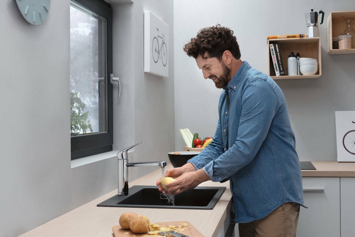 Évier de cuisine Hansgrohe encastré simple bac 45 cm sans égouttoir en noir graphite - vue 7