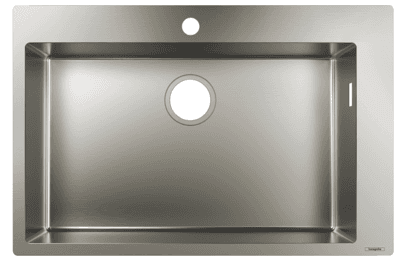 Évier de cuisine Hansgrohe encastré simple bac 66 cm  sans égouttoir en acier inoxydable brossé