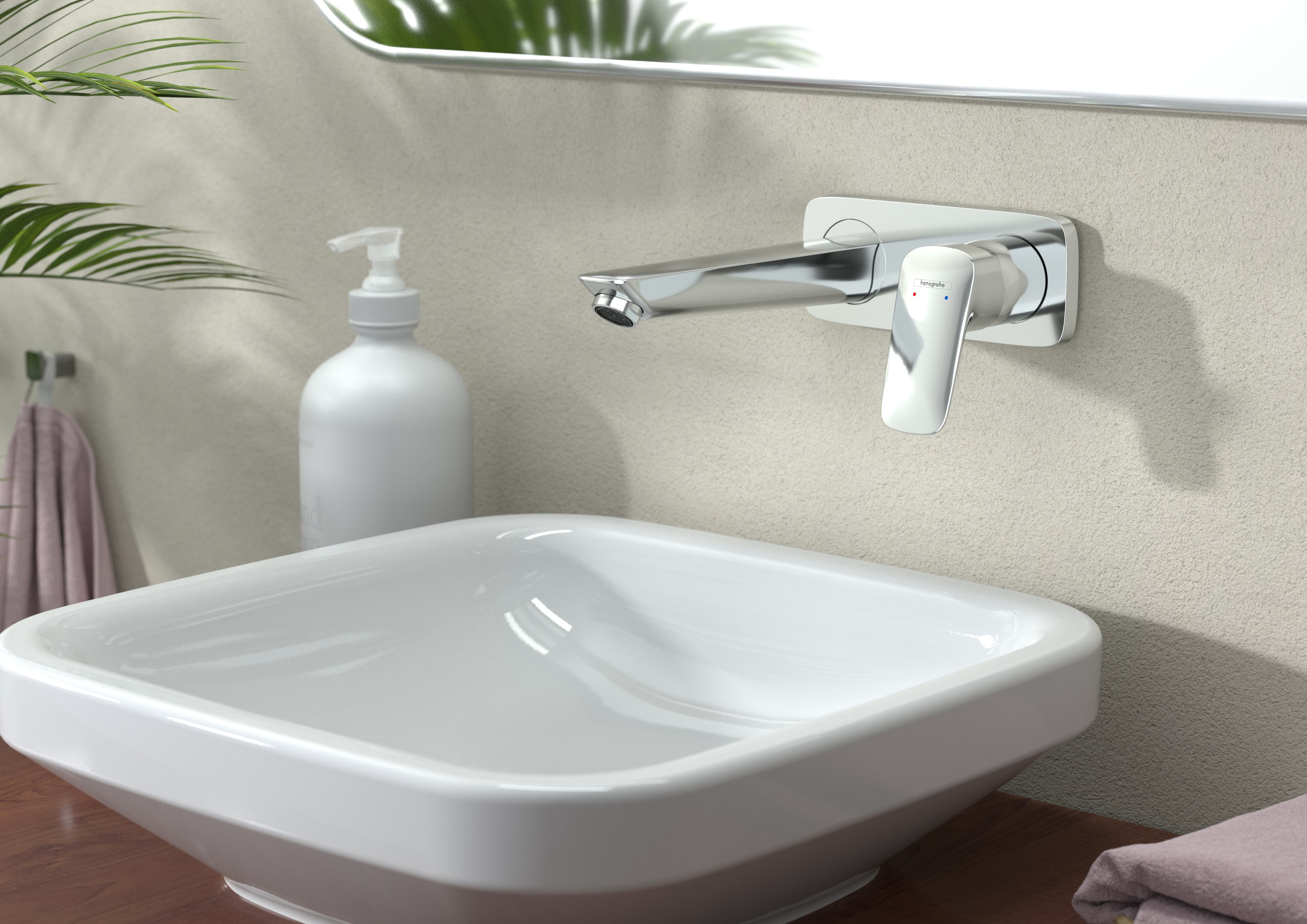Mitigeur de lavabo encastré Hansgrohe 195 mm en laiton chromé - vue 3