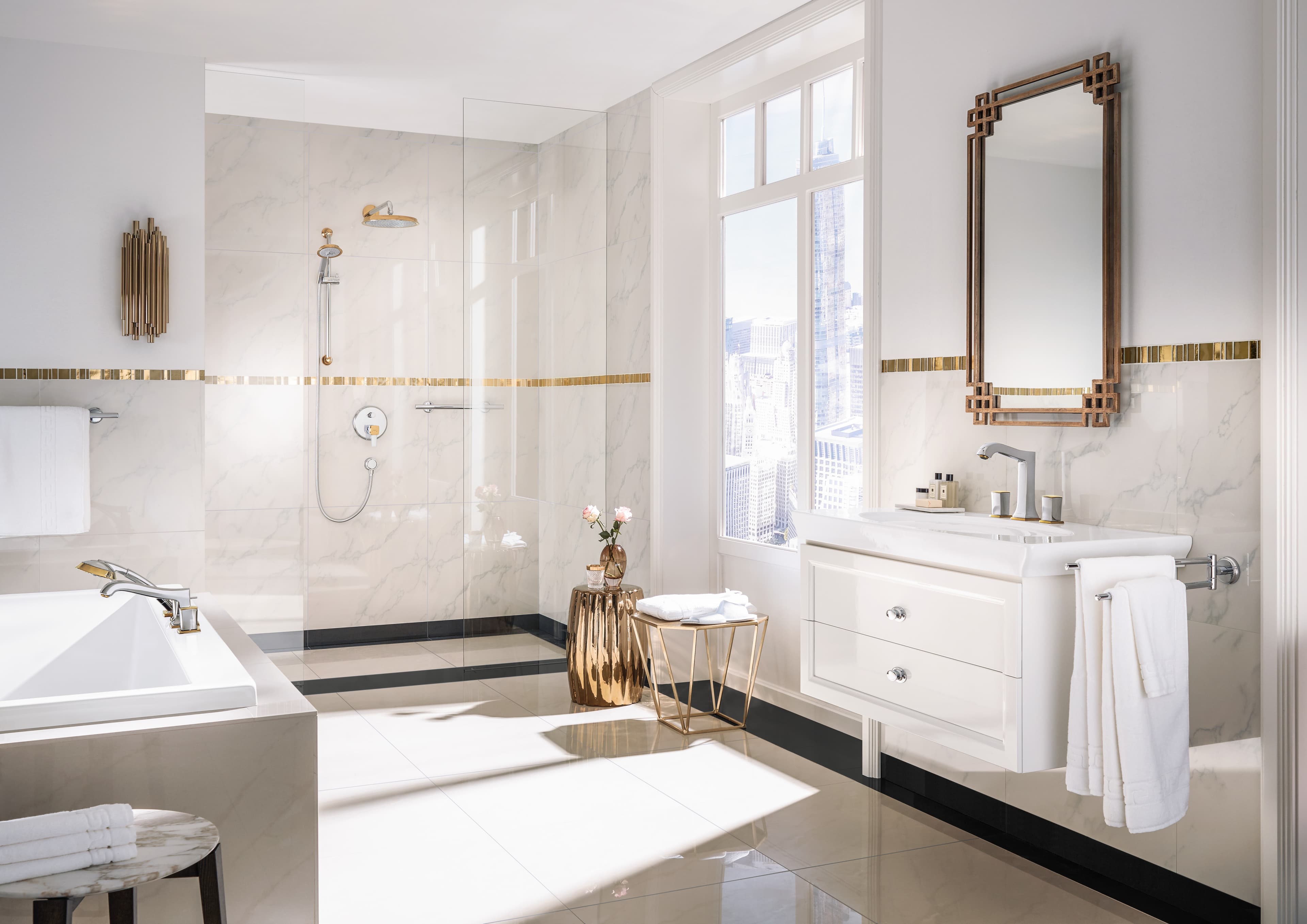 Douche de tête Hansgrohe Raindance Classic 240 1 jet avec bras de douche en chromé doré - vue 4