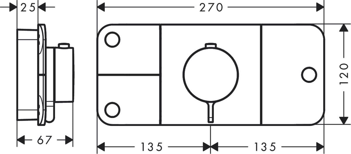 Module thermostatique encastré AXOR One avec 3 fonctions en blanc mat - vue 3