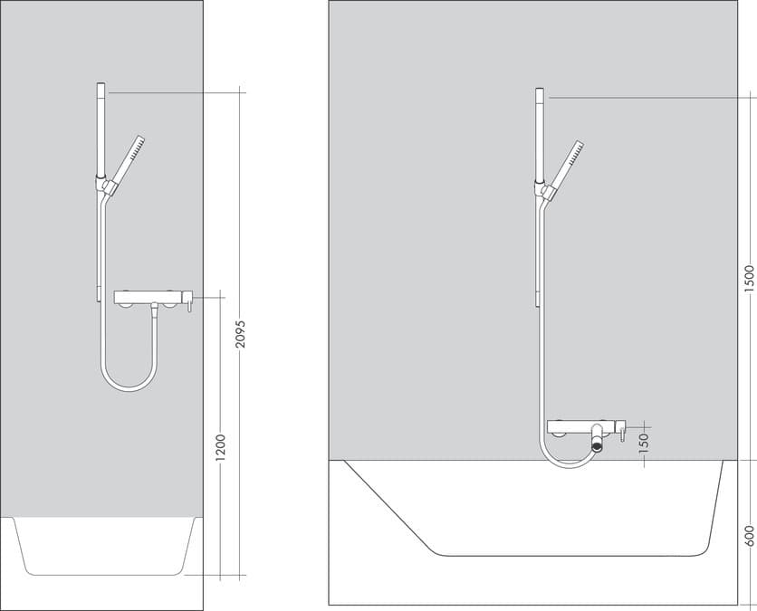 Barre de douche AXOR One avec douchette à main 1 jet Ecosmart 75 et coude de raccordement intégré - vue 3
