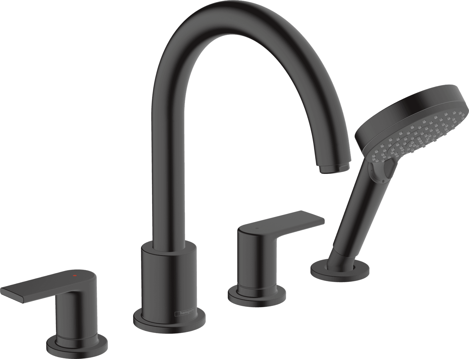 Mélangeur 4 trous pour montage sur bord de baignoire Hansgrohe Vernis Shape en noir mat