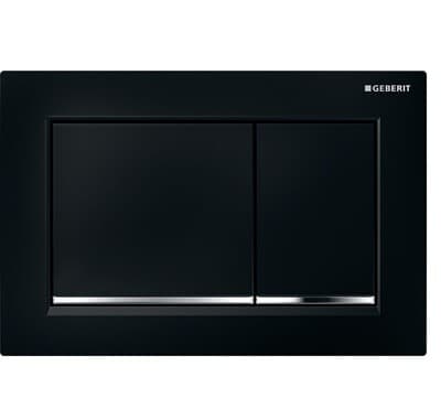 Plaque de déclenchement Geberit Omega20 square pour rinçage double touche / Noir - bandes design : chromé brillant