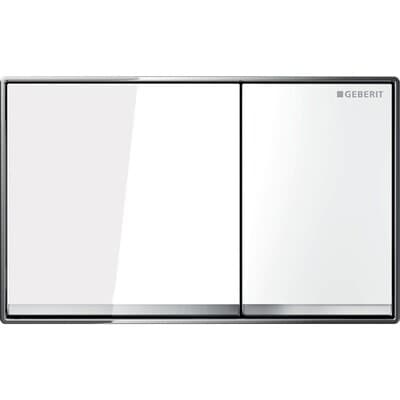 Plaque de déclenchement Geberit Omega60 square pour rinçage double touche, à fleur de paroi / Blanc