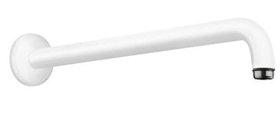Bras de douche mural Hansgrohe 389 mm avec rosace ronde en blanc mat