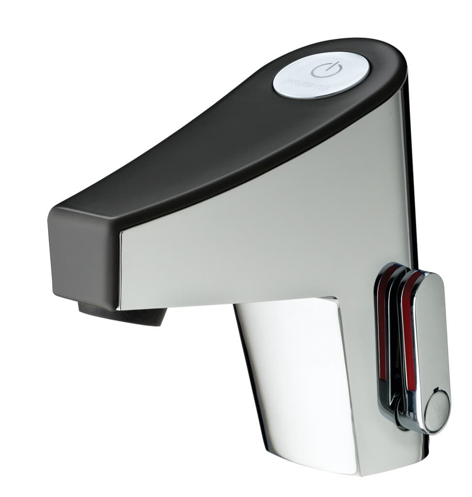 Mitigeur de lavabo sensitif sur plage sur secteur et sans robinet d'arrêt Presto Touch® en chromé / noir mat