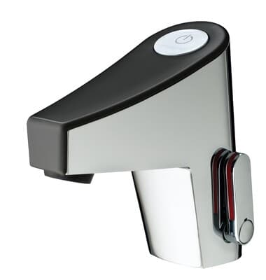 Mitigeur de lavabo sensitif sur plage sur secteur et sans robinet d'arrêt Presto Touch® en chromé / noir mat
