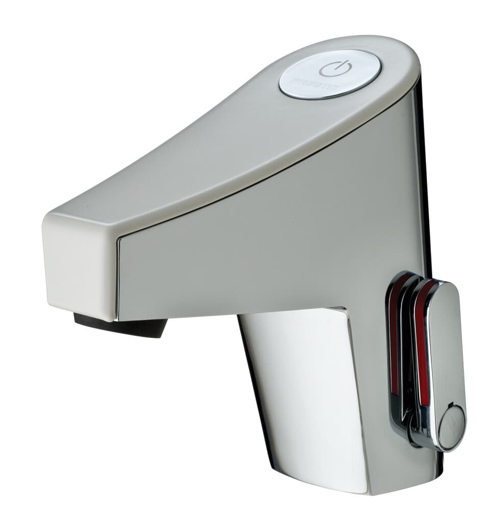 Mitigeur de lavabo sensitif sur plage avec pile Presto Touch® en chromé / blanc