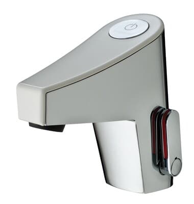 Mitigeur de lavabo sensitif sur plage avec pile Presto Touch® en chromé / blanc