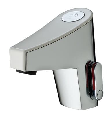 Mitigeur de lavabo sensitif sur plage sur secteur et sans robinet d'arrêt Presto Touch® en chromé / blanc