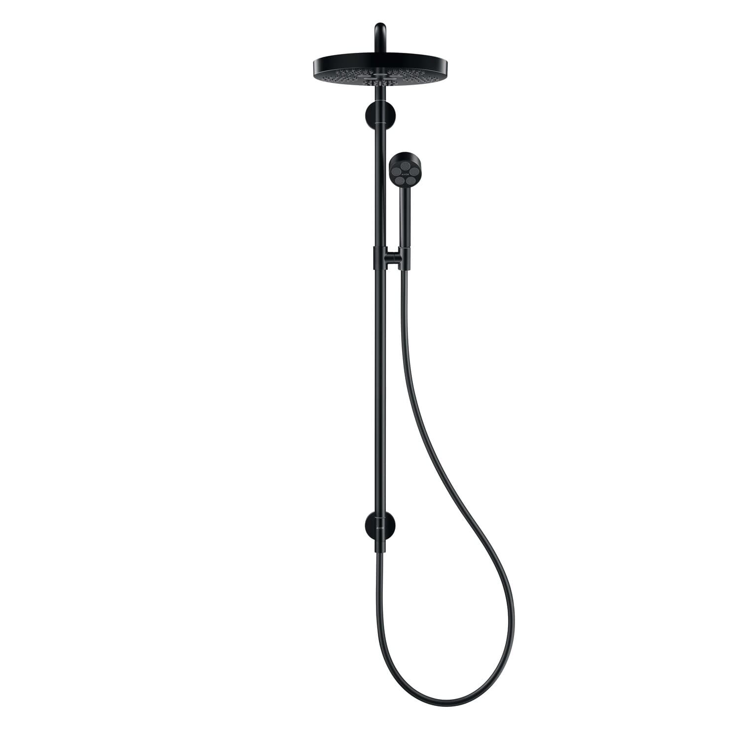 Colonne de douche AXOR One avec douche de tête 280 pour installation encastrée en noir mat
