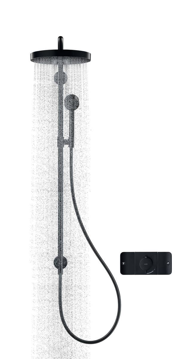 Colonne de douche AXOR One avec douche de tête 280 pour installation encastrée en noir mat - vue 3