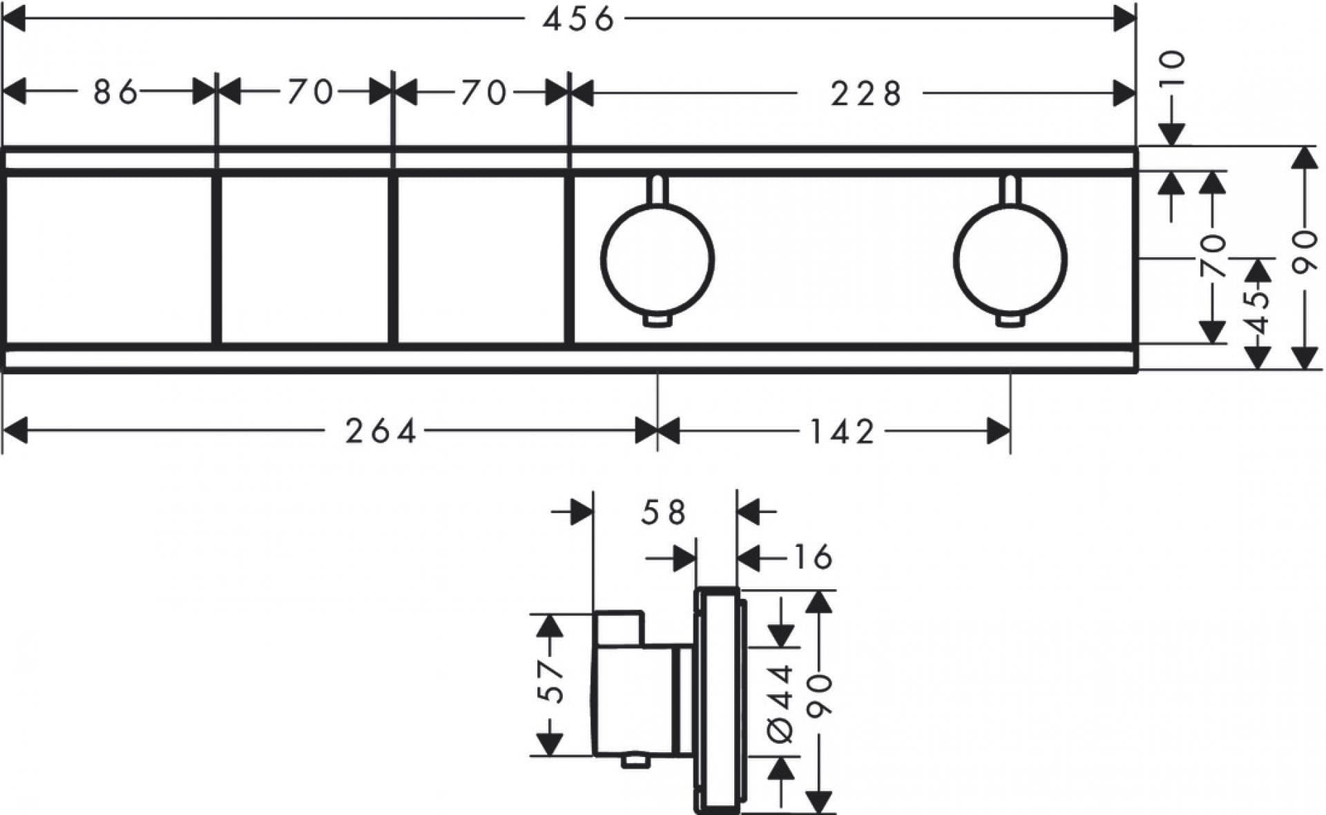 Module thermostatique encastré Hansgrohe RainSelect avec 2 fonctions en bronze brossé - vue 3