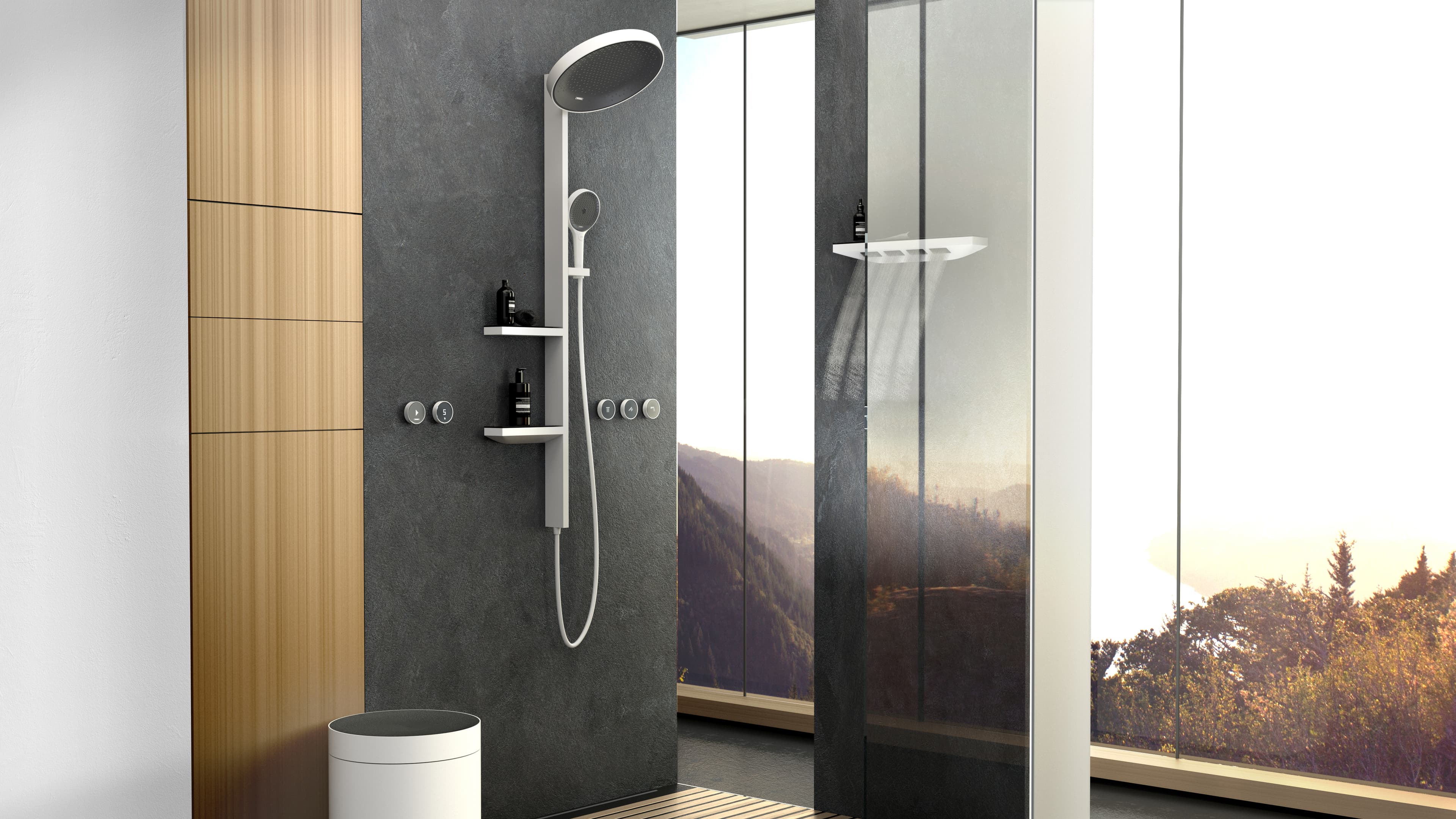 Colonne de douche Showerpipe Hansgrohe Rainfinity 360 1 jet pour installation encastrée en blanc mat - vue 5