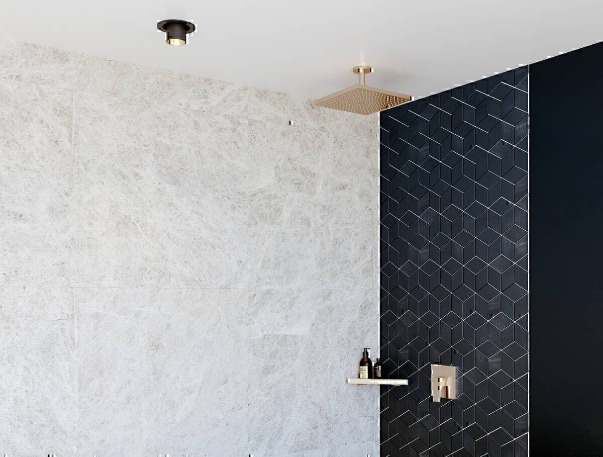 Douche de tête Hansgrohe Raindance E 300 air 1 jet avec raccordement plafond en doré poli - vue 4